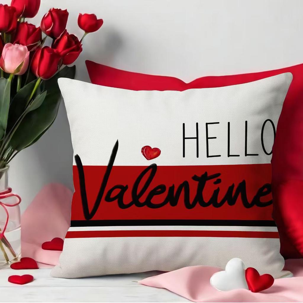Valentine's Day Pillowcase Linen Print Love Love Home Sofa Cushion Cover Bedroom Bedside Backrest Cover