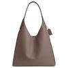 Brooklyn 39 Logo Anhänger Magnetischer Verschluss Natürliches Narbenleder Hobo Tasche Hand Schultertasche Groß Damen Dunkler Stein
