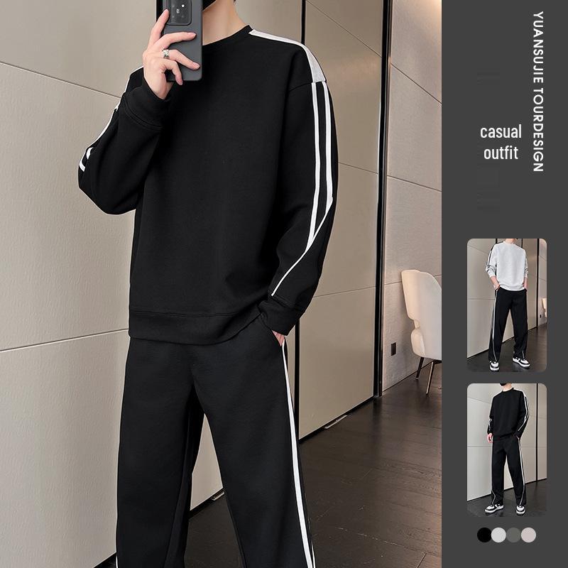 2024 Autumn Two-Piece Set: Round Neck Sweatshirt & Straight-Leg Sporty Sweatpants – Stylish and Premium Look
