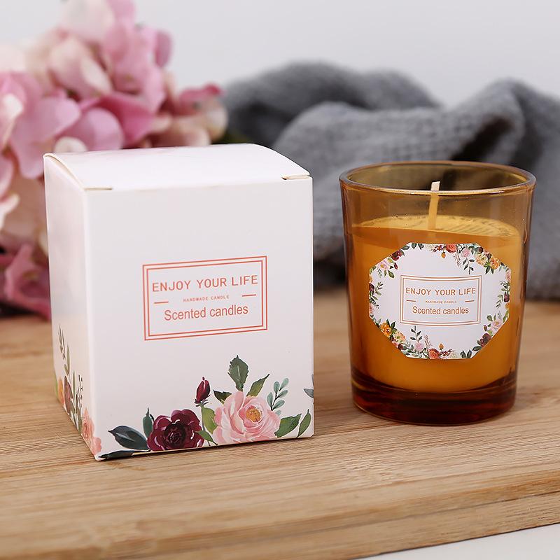 New Glass Cup Aromatic Candle Romantic Fragrance Soy Wax Aromatic Candle Lover Gift