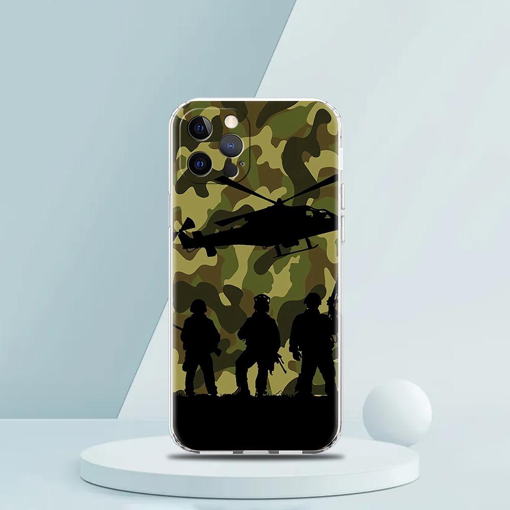 

Camouflage Camo Military Soft TPU Transparent Phone Case Cover for iPhone 17 16 15 14 13 12 11 Pro Max Plus 17 AIR Shell Capas for iPhone 17