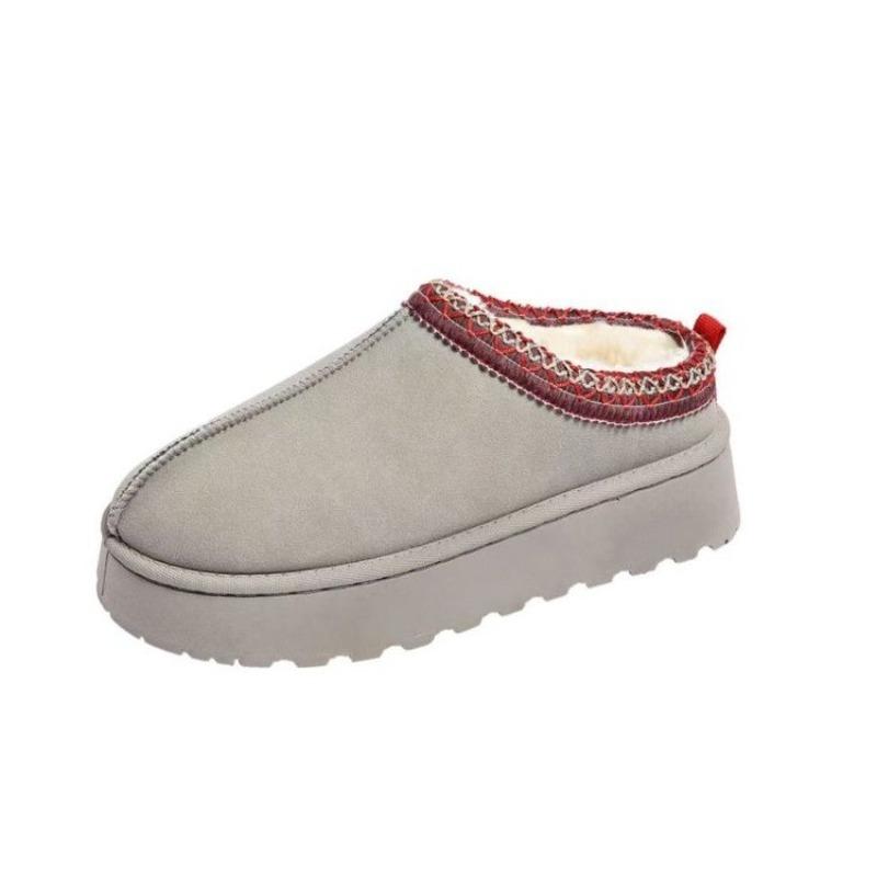 Snow Boots for Women 2026 Winter New Slides Women Warm Thick Soles Without Heel-covered Hair Half Slipper Cotton Shoes for Women