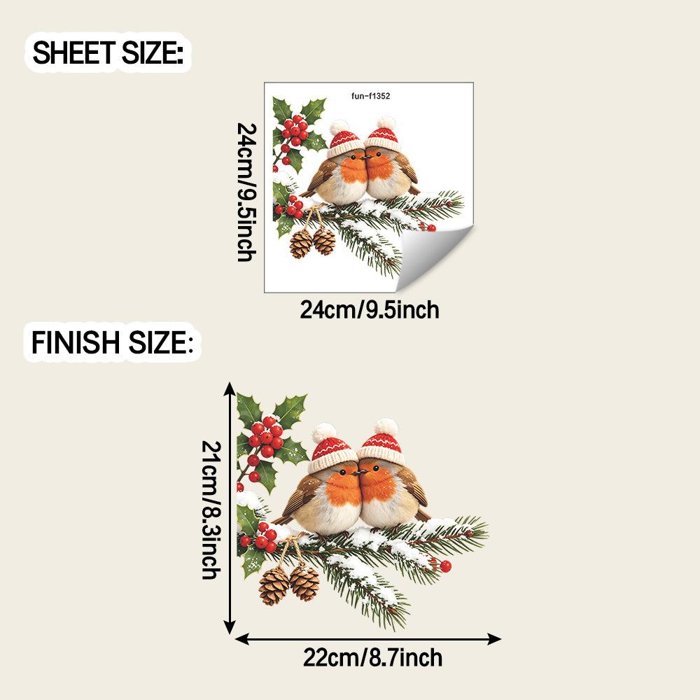 Painted Christmas Pine Branches for The Balcony Glass Display Window, Decorative Window Stickers