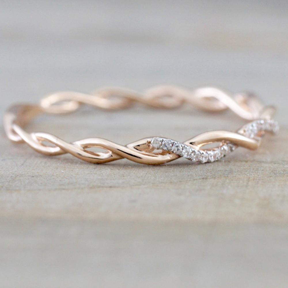 

Женское изысканное кольцо с твистом Классическое кольцо для скручивания невесты Привлекательное кольцо на пальце с бриллиантом