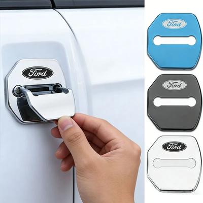 4 Pezzi Copri Serratura Portiera Auto con Logo Decalcomanie per Ford Fiesta Focus Kuga Explorer Mondeo S-MAX Edge Taurus e258 Territory Escort Escape