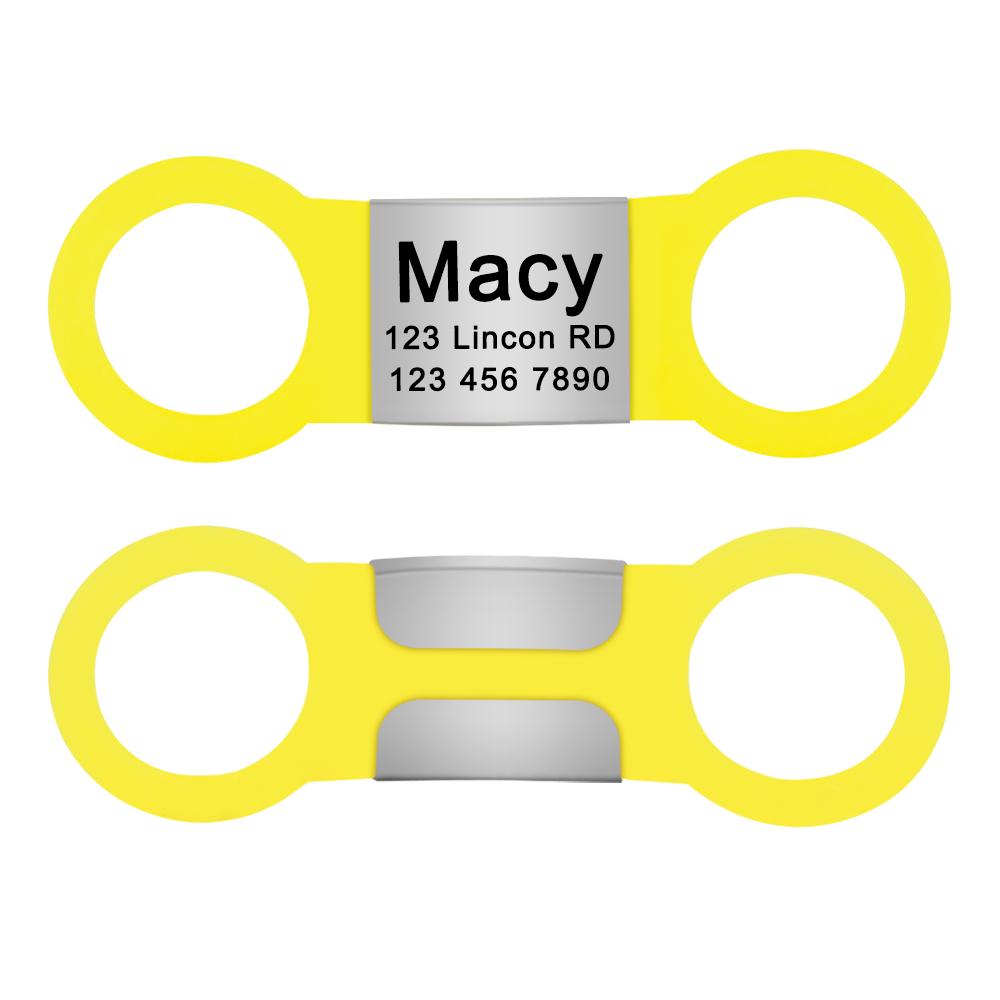 Nameplate Engraved Id Tag Dog Cat Collar Stainless Personalized Silicone Customize Anti-lost Accessory