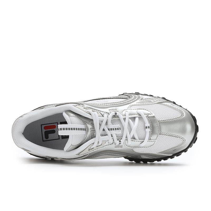 Fila Kiesel Ballerinas Mode Vielseitig Flüssig Silber Stoßdämpfend Rutschfest Low-Top Freizeitschuhe Damenschuhe Silbergrau Weiß F12W432106FSW