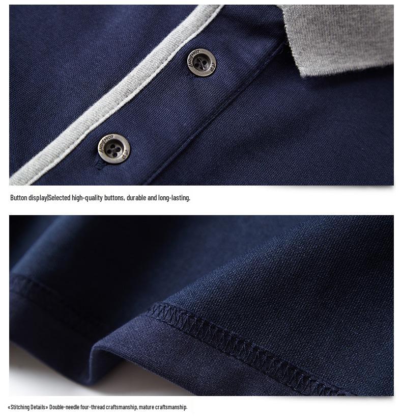 Men's Plus Size Long Sleeve Polo T-Shirt with Embroidery Design