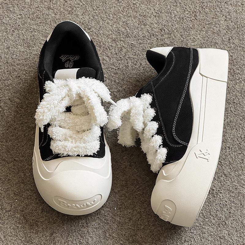 

2025 Осень/Зима Маленькие Пухлые Кроссовки на Толстой Подошве: Повседневные кроссовки для пары, увеличивающие рост, с большой головой. 36 чёрный