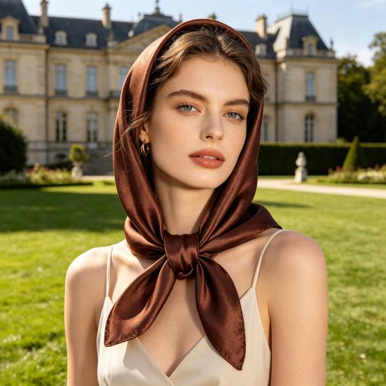 Silk Scarf Soft Breathable Smooth Satin Square Scarf Sun Protection Headscarf Headband Neck Wrap Lightweight Fashion Accessory