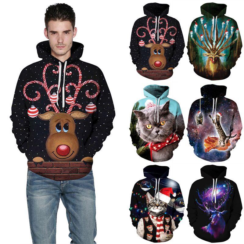 Men Christmas Women 3d Graphic Print Hooded Hoodie Sweatshirt Pullover Jumper
