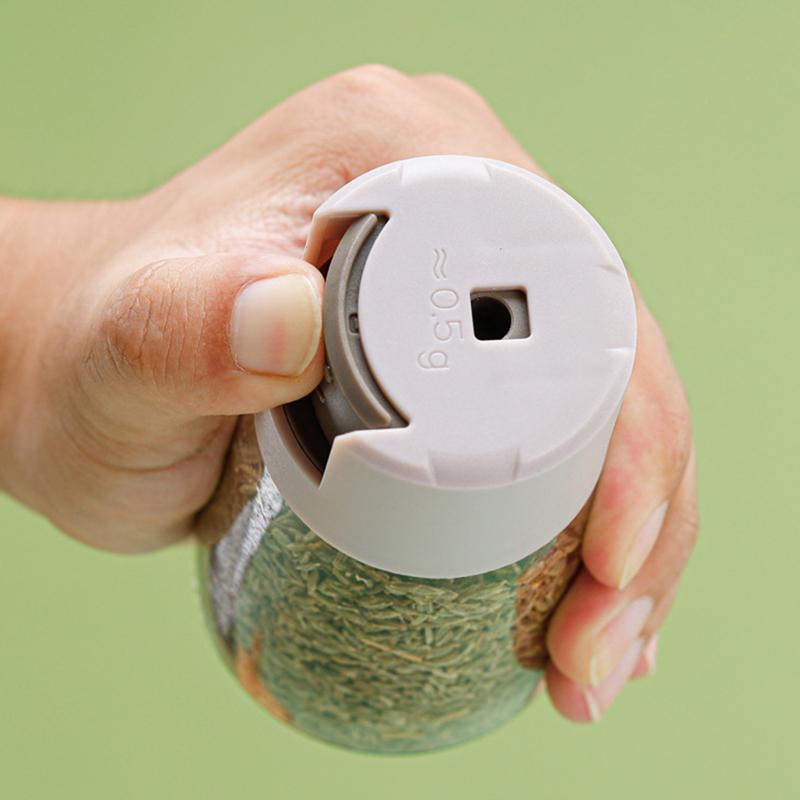 1Pc 0.5g Household Kitchen Press Type Quantitative Air-Tight Clear Glass Kitchen Tools Salt Control Bottle Jar Seasoning Bottle