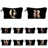 Cosmetic Bag 3D Digital Printing Letter Flower Pattern Female Multipurpose Delicate Pencil Bag for Vacation