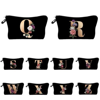 Cosmetic Bag 3D Digital Printing Letter Flower Pattern Female Multipurpose Delicate Pencil Bag for Vacation