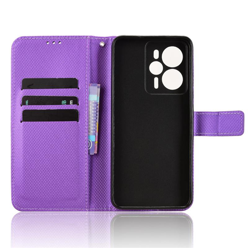 For OPPO Realme 14T 5G Global Luxury Flip Diamond Pattern lanyard Business Wallet Case Leather for OPPO Realme 14 5G Phone Case
