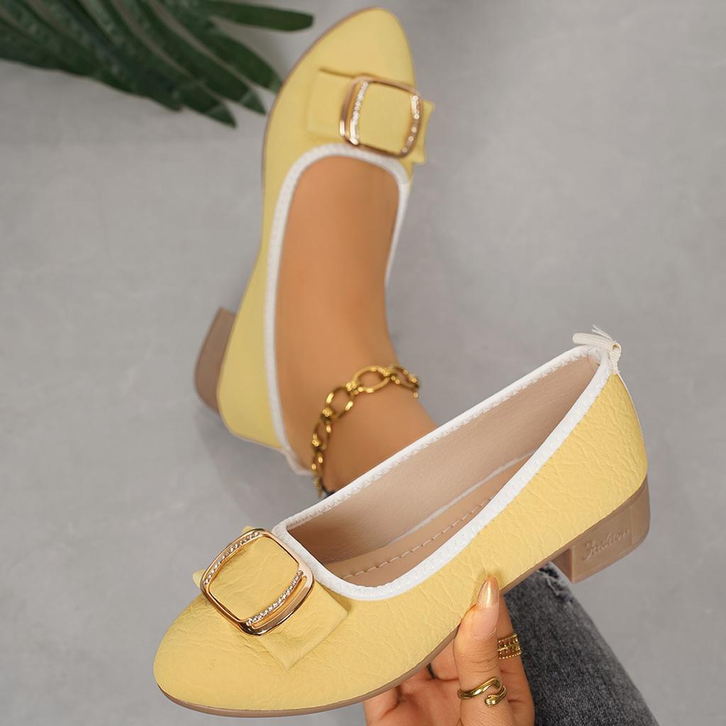 Fashion Women's Shoes 2025 Soft Sole and Soft Surface Single Shoes Summer New Shallow Mouth Metal Buckle Non-slip Square Heel Shoes