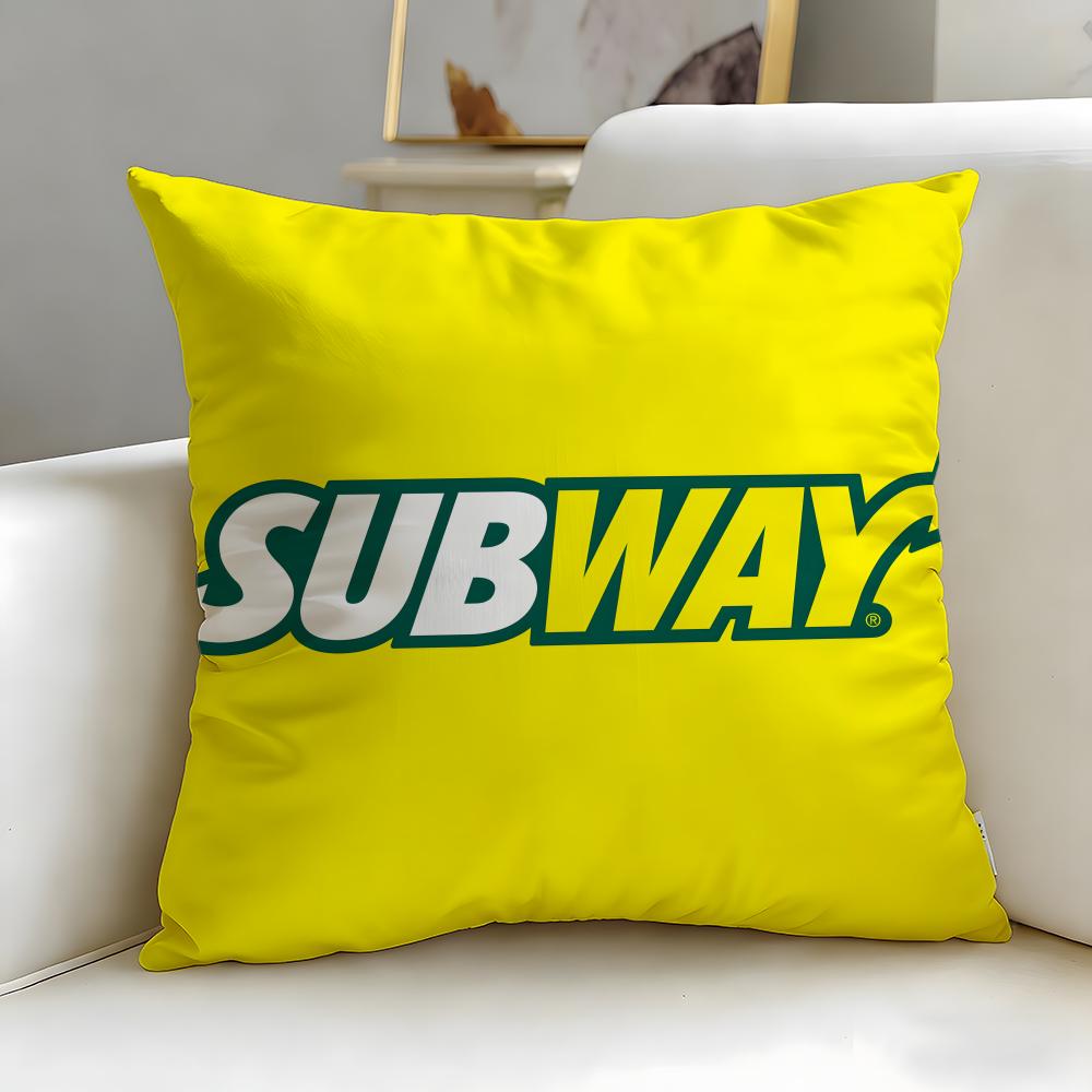 Classic Restaurant Brand Subway Cushion Cover Soft EasyWash Pillow Case Versatile for Couch Bed Travel and Office