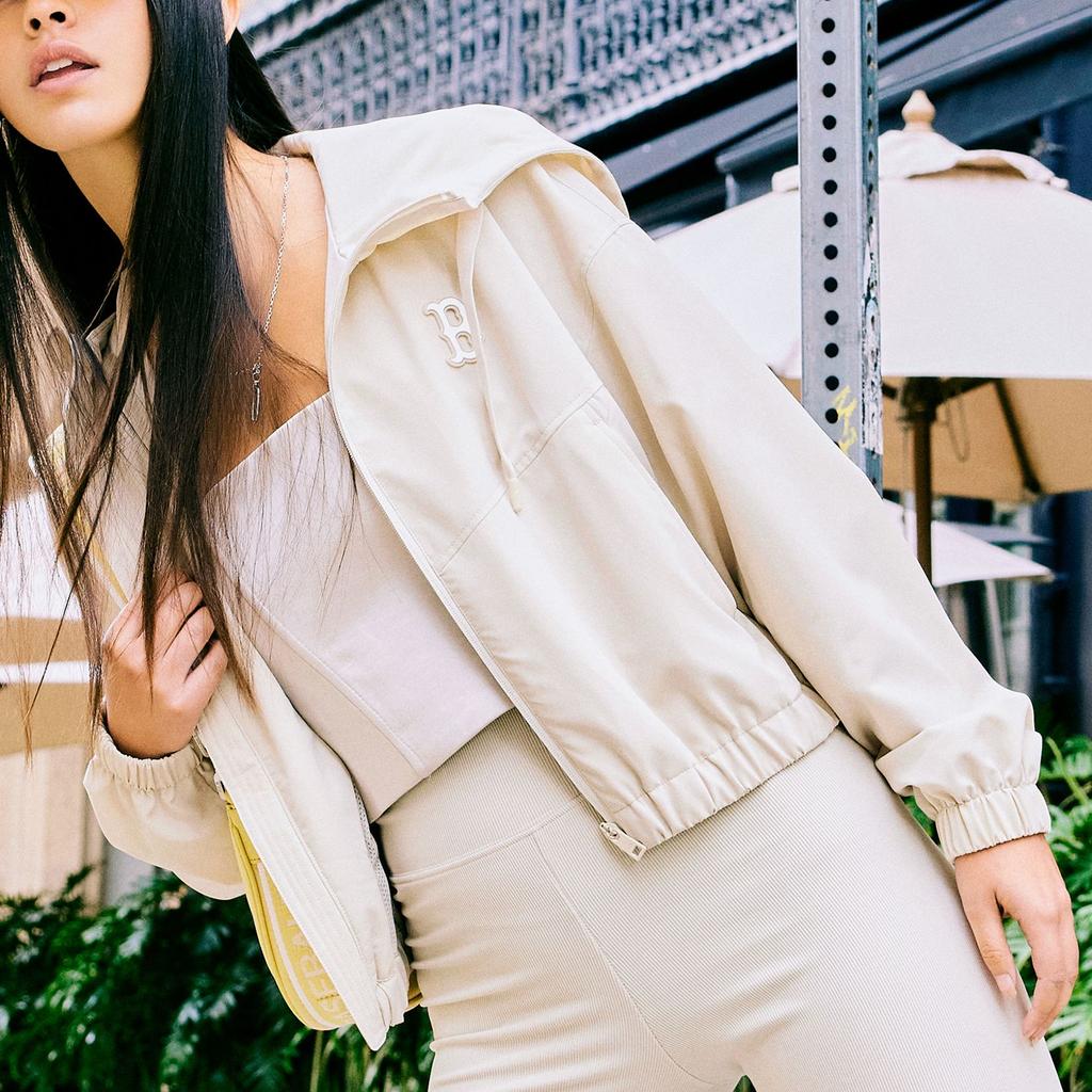 Neue MLB Cropped Mäntel Damen Ecru 3FWJB0131-43BGL