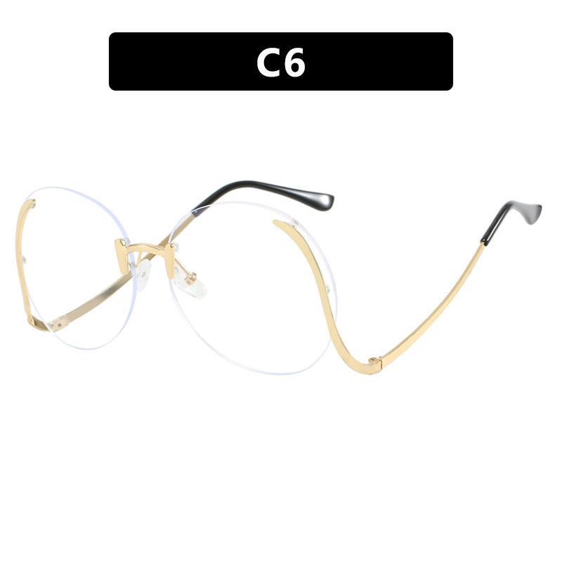 Bezrámečkové kulaté velké sluneční brýle - 2024 High-End evropský a americký styl s ochranou proti slunci