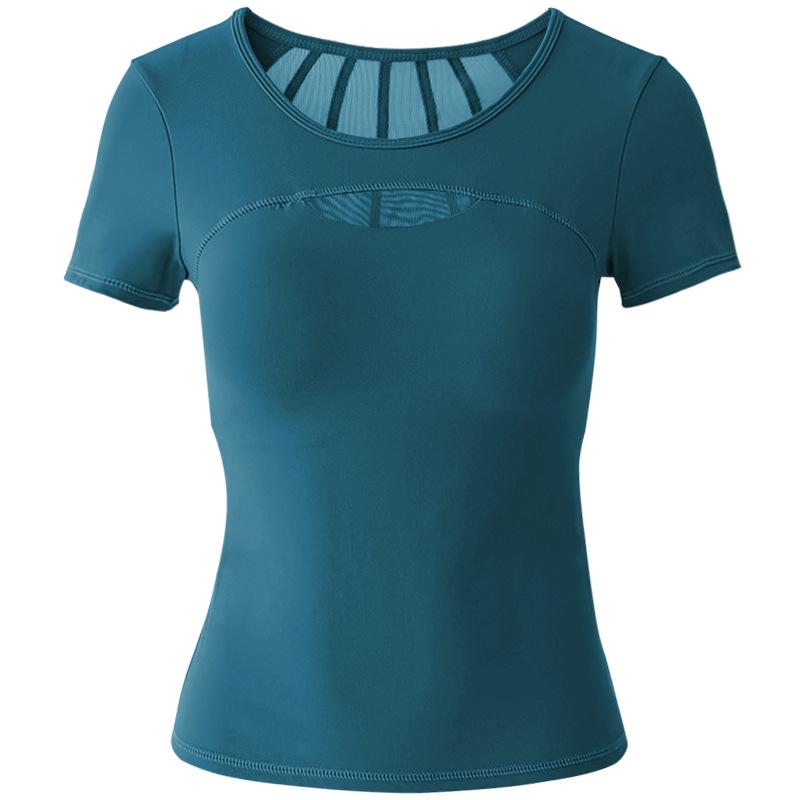 

Women s Quick-Dry Mesh Splicing Detachable Short Sleeve Yoga Top Large