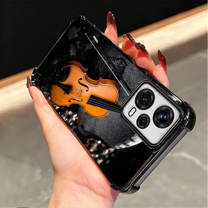 Violin Music Plating Phone Case For Xiaomi Poco X5 X6 X7 X8 Pro Max F8 Ultra F7 M8 M7 M5S Redmi 15C 15 14C 13C 13 X3 12C F6