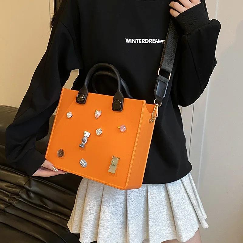 Leather women's bag monochromatic zipper women's shoulder bag beach bag waterproof bags new fashion