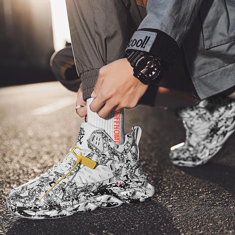 Graffiti High-Top Leichte Atmungsaktive Herren Trendige Lauf-Sneakers, Sommer 2023