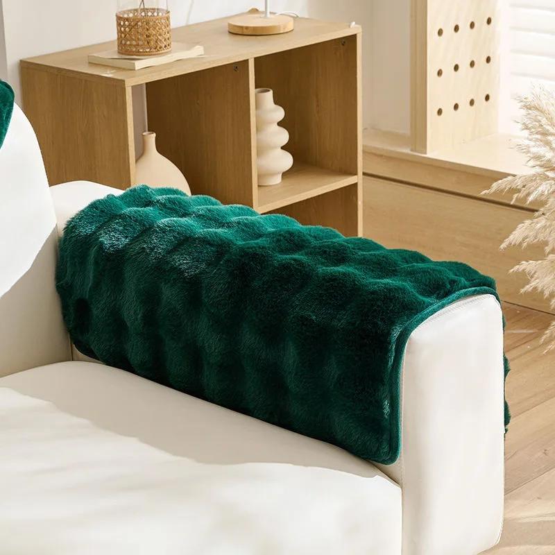 High-Grade Plush Cushion Padded Warm Non-Slip Sofa Towel Rabbit Plush Sofa Cushion