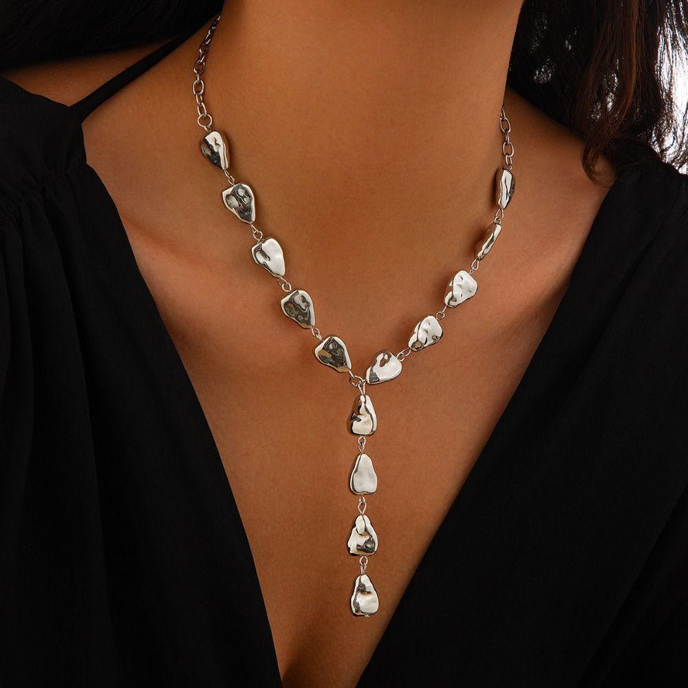

Simple Bead Necklaces Women Irregular Imitate Baroque Bead Necklace Women Collarbone Chain Women золотий