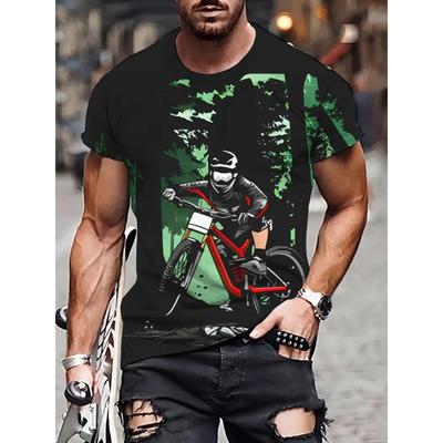 T-shirt Men's 3D Printed Cycling Pattern Summer Men And Women Fashion Casual Simple Style Oversized Round Neck T-shirt Top
