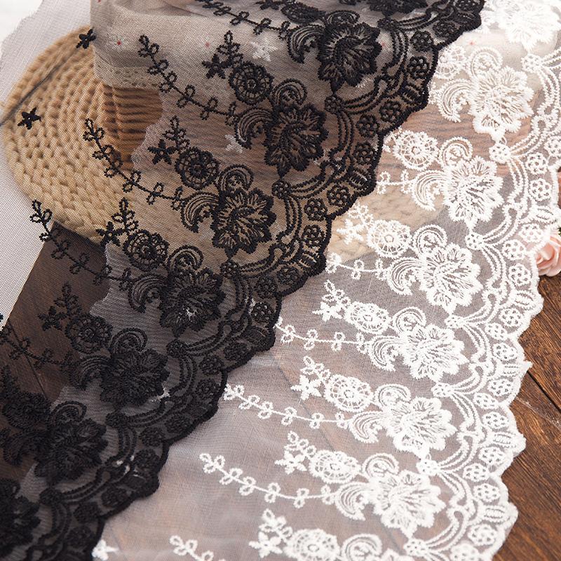 22/34/42cm Wide White Lace Ribbon For Weddng Dress DIY Crafts Sewing Fabric Trim Clothing Handmade Needlework Accessories 2yards