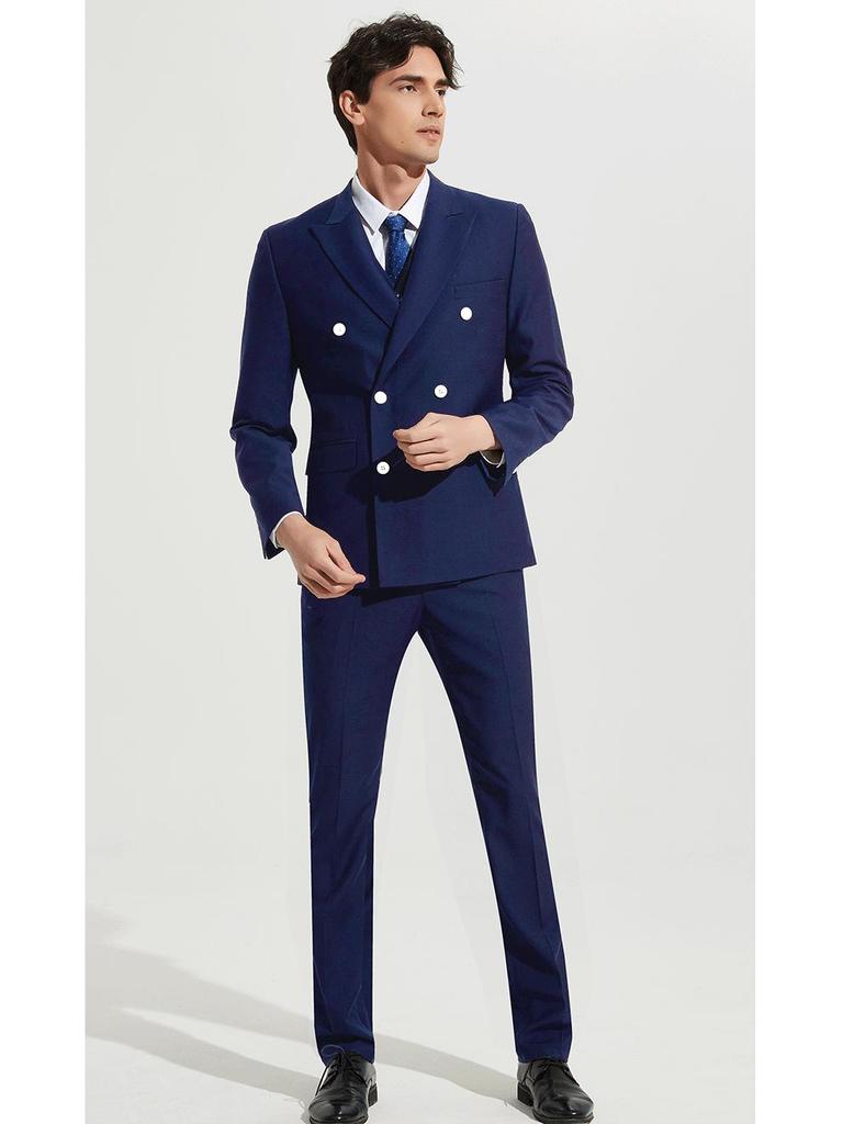 Herren Koreanischer Slim Fit Zweireiher Anzug Set – Lässig oder Hochzeits-Tuxedo