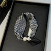 Thin Pearl Necklace with Magnetic Clasp, Lazy-style Silk Scarf, Women's Pendant Scarf, Collarbone Chain