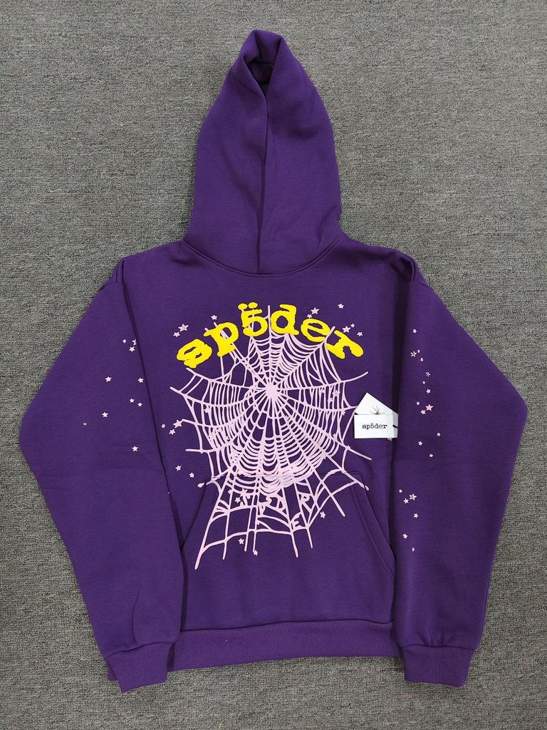 Hanorac Bărbătesc Greu cu Imprimeu Pânză de Păianjen - Trendy, Croială Largă cu Plus de Catifea