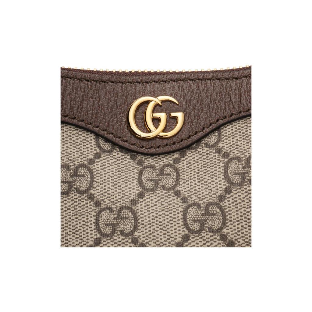 GUCCI Ophidia Double G Logo Zip Closure Canvas and Leather Mahjong Bag Underarm Bbag Shoulder Bag Handbag Mini Women's Beige with Ebony Color