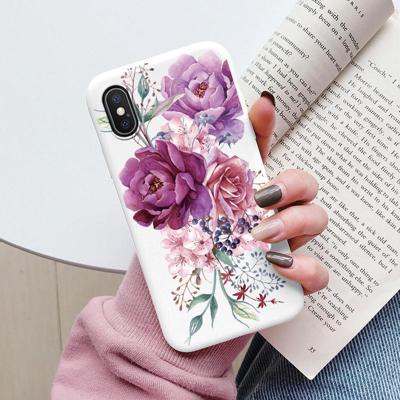Flowers Funda For iphone X XS MAX XR Capa iphoneX XSMAX Phone Case Soft Silicone Cute Cat Bear Back Cover For iphoneXR Bumper