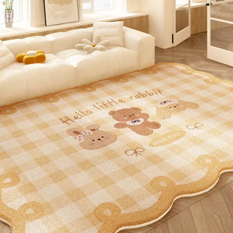 Dopamine Color Carpets for Living Room Girly Style Bedroom Decor Rug Irregular Shaped Pink Plush Carpet Cute Fluffy Soft Mat