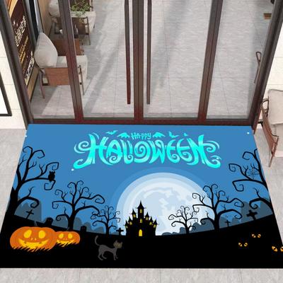 Halloween Themed Entrance Mat Pumpkin Bat Castle Non Slip Entrance Mat Holiday Decoration Home Entrance Carpet