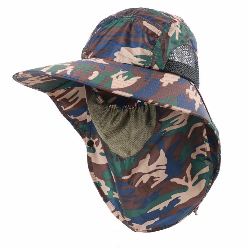 

Men s and women s outdoor camouflage sunscreen cap neck protection mountaineering sun hat UV protection bucket hat shawl outdoor hat average size