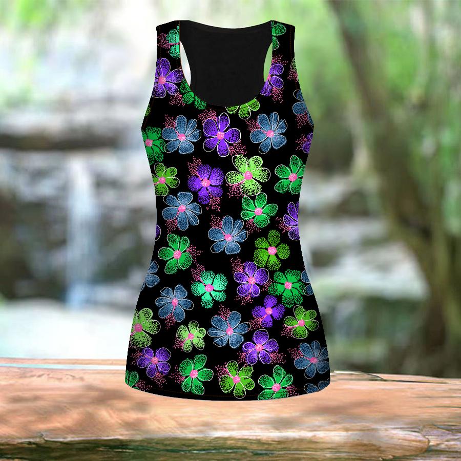 3D Colorful and Beautiful Flowers Print Women Workout Yoga Gym Printed Summer Sport Shirts Plus Size Vests