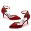 7cm Thin Heeled Large Size Sandals Banquet Women's Shoes High-end Silk High Heeled Sandals Satin Dress Long Skirt Shoes