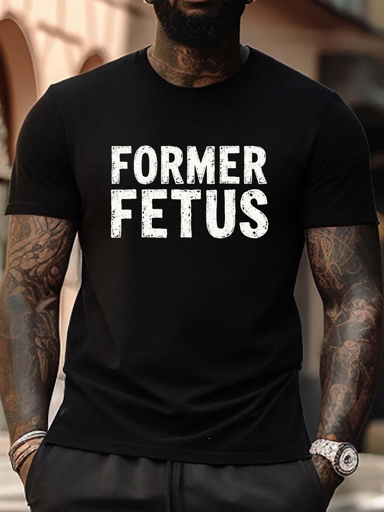 FORMER FETUS Plus Size Graphic T-shirt - Black Distressed Former Fetus Print XL
