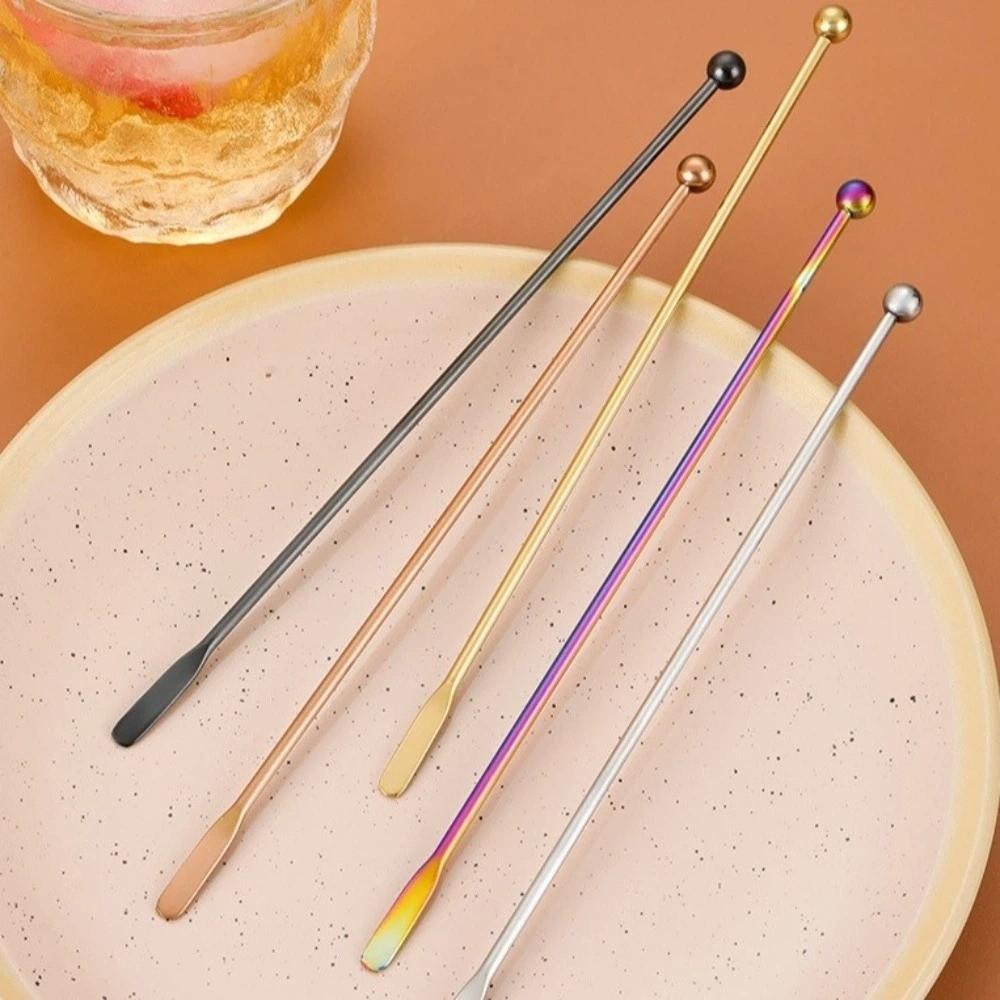 Fruit Sticks Stainless Steel Mixing Stick Ball Peen Long Handle Stirring Rod Decoration Reusable Bar Stir Sticks Kitchen Drinks