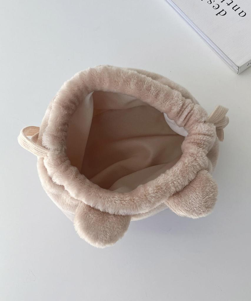 AS KNOW AS Plus (ASKNOW AS PLUS) ZY8389 Soufflé Animal Drawstring Pouch, Small, Wallaby Design, Fluffy, Cute Animal Design, Small Item Storage,