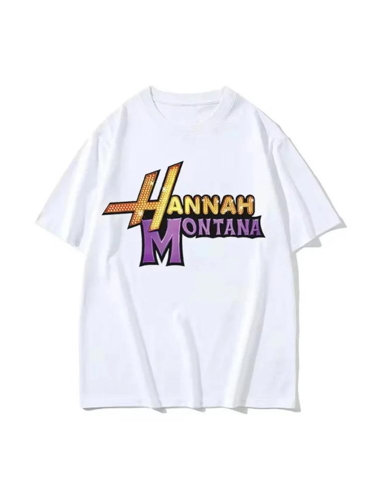 Neues Hannah Montana T-Shirt Damen Moderner Stil Grafik T-Shirt Mädchen Lustige Streetwear Japanische Kleidung Y2k Kleidung Damenbekleidung