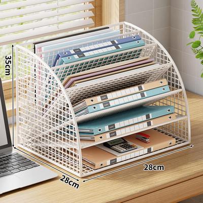 Fan Shaped File Organizer Desktop Holder Stand 6 Layers Shelf Large Capacity Tabletop Sorter Storage
