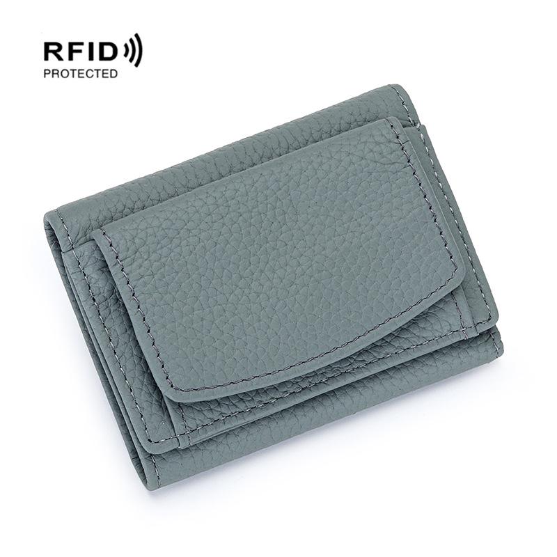 Kompaktowy portfel trójdzielny w stylu japońsko-koreańskim z prawdziwej skóry