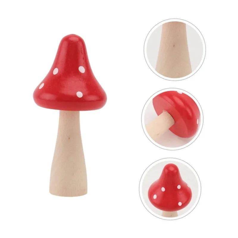 Wooden Mushroom Figurines, Fairy Garden Miniatures, Mushrooms Decor for Garden, Yard, Micro Landscape, Lawn Ornament Decor, DIY