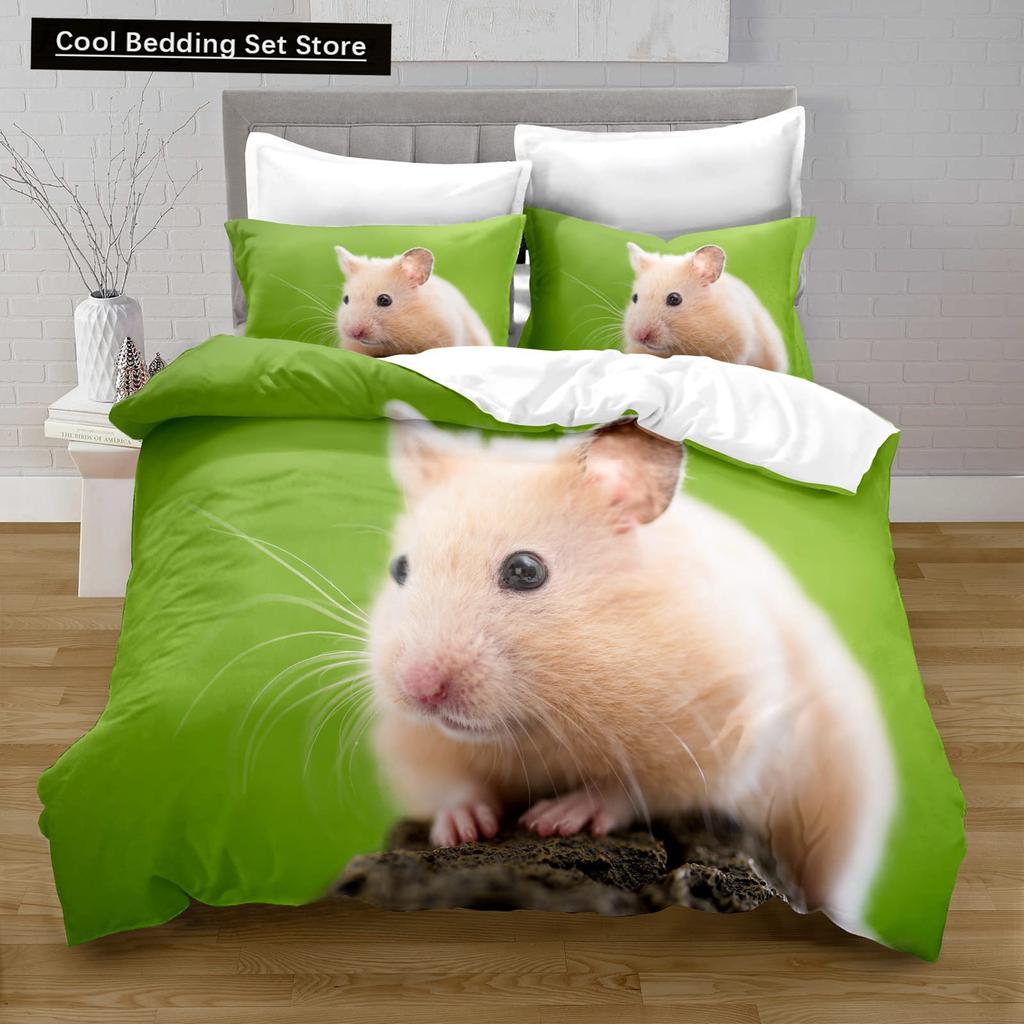 Hamster Duvet Cover King Queen Size Family Pet Guinea Pig Bedding Set for Kids Boys Girls Lovely Mini Animal 2/3pcs Quilt Cover