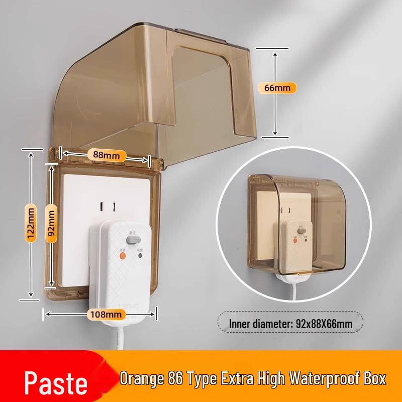 Type 86 Waterproof Self-Adhesive Switch Cover, Splash-Proof Box for Bathroom